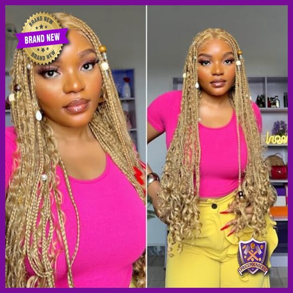 32 Inch Full Lace Synthetic Wig Knotless Braids Boho Goddess Style main image 7
